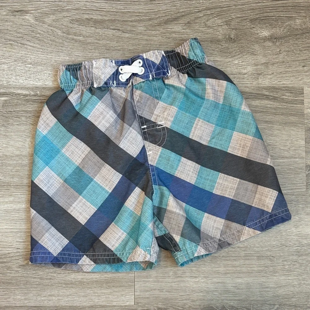 Circo toddler boys plaid swim trunks